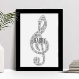 Personalized Treble Clef Word Art Print Musician Gift - thumbnail 2