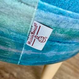 Emerald Sea Velvet Footstool With Turquoise Harris Tweed Detail - thumbnail 3