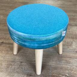 Emerald Sea Velvet Footstool With Turquoise Harris Tweed Detail - thumbnail 2