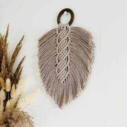 Pearl Grey Feather Wall Hanging - Tapestry Art Bohemian Bedroom Living Room Interior Decor Scandi Home - thumbnail 3