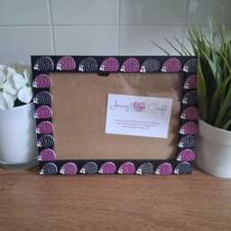 Colourful Hedgehog Wooden Button Photo Frame 5 X 7 Inches - thumbnail 3