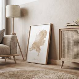 Netherlands Map Beige & Gold Wall Art Print - thumbnail 1