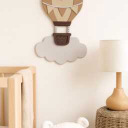 Personalised Hot Air Balloon & Cloud Wall Sign Pastel Nursery Decor - thumbnail 3