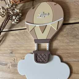 Personalised Hot Air Balloon & Cloud Wall Sign Pastel Nursery Decor - thumbnail 2