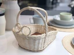 Wine Rack Basket White Color Gift Made Of Rattan Kitchen Storage 2 Bottle