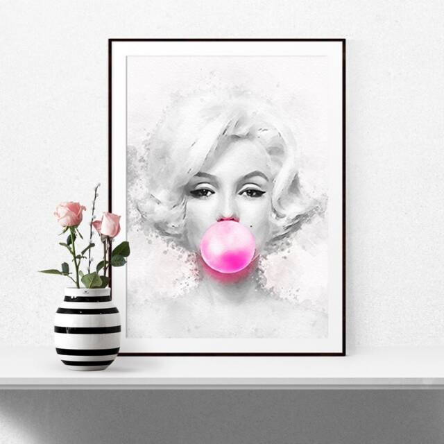 Watercolour Marilyn Print, Fashion Poster Artwork, Girls Room Decor, Gift For Her, Wall Art Bedroom Icon 204