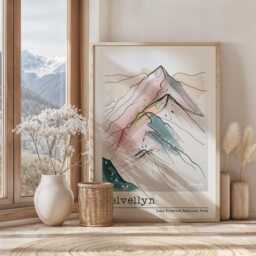 Helvellyn Mountain Sketch Art Print Lake District Pastel Watercolour - thumbnail 2