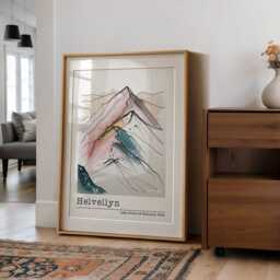 Helvellyn Mountain Sketch Art Print Lake District Pastel Watercolour - thumbnail 3