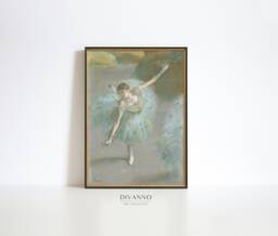 Vintage Ballerina Print, Degas Dancer Painting, Modern Art Canvas, Printable Wall Art, Ballet Woman Poster, Muted Green Decor, Gift Idea - thumbnail 1