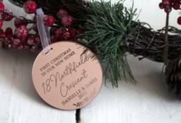 Luxury Our First Christmas New Home Personalised Address Bauble Ornament - thumbnail 1