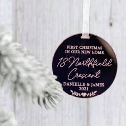 Luxury Our First Christmas New Home Personalised Address Bauble Ornament - thumbnail 2