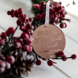Luxury Our First Christmas New Home Personalised Address Bauble Ornament - thumbnail 3