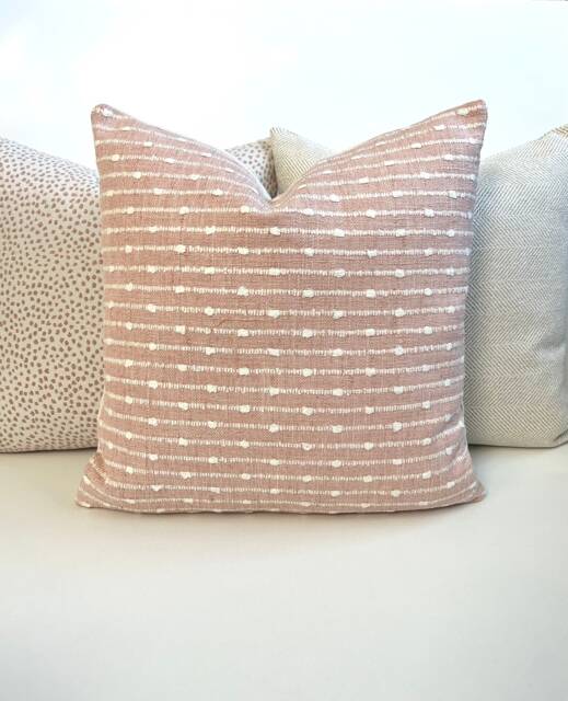 Blush Pink Woven Dot Stripe Decorative Pillow Cover - image 1
