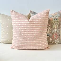 Blush Pink Woven Dot Stripe Decorative Pillow Cover - thumbnail 2