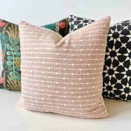 Blush Pink Woven Dot Stripe Decorative Pillow Cover - thumbnail 3