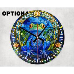 Lucky Frog Glass Wall Clock Faux Stained Design - thumbnail 2