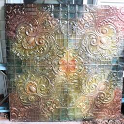 Rare Ex Large Antique Victorian Art Nouveau High Relief Ceiling Tin Tile Panel 1880S Sofa Collectible Ooak Salvaged Chicago Architectual - thumbnail 3