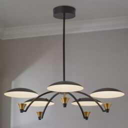 1950's Mid Century 5 Light Celling Flush Mount Fixture Pendant Cosmic Duo Regolith Modern Brass Starscape Caswell Chandelier - thumbnail 1