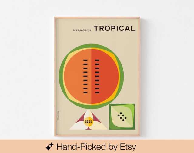 Tropical Modernism Poster Print - Sebastiao Rodrigues Portugal Mid Century Modern Brazil Watermelon Bauhaus 20-40% Off + Free Shipping - image 1