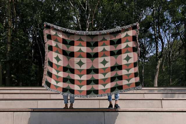 Geometric Elegance Woven Cotton Blanket - image 1