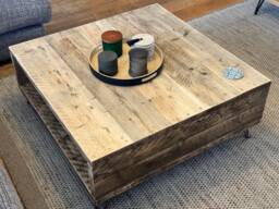 Handmade Reclaimed Wood Storage Coffee Table - Industrial Scaffold Board With Hairpin Legs