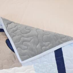 Elephant Baby Blanket, Blue Gray Navy Quilt, Crib Bedding, Chevron Grey Safari Nursery - thumbnail 2