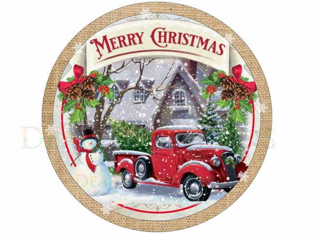 Merry Christmas Truck Wreath Sign, Christmas Merry Xmas Wreath, Sign Uk, Metal - image 1
