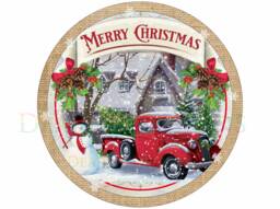 Merry Christmas Truck Wreath Sign, Christmas Merry Xmas Wreath, Sign Uk, Metal - thumbnail 1