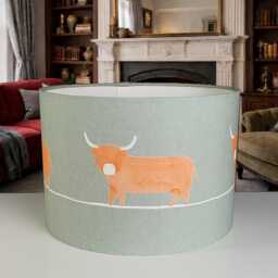 Lampshades in Voyage Dougal Pine Highland Cow Fabric Handmade Free Delivery - thumbnail 3