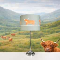 Lampshades in Voyage Dougal Pine Highland Cow Fabric Handmade Free Delivery - thumbnail 4