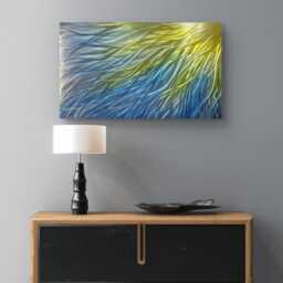 Sunshine Metal Wall Art, Blue & Yellow By R Toomer - thumbnail 2