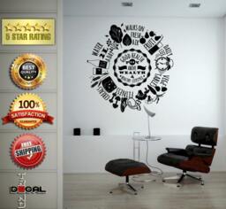 Good Health Healthy Life Style Food Exercise Fitness Wall Vinyl Sticker Mural Room Decor L1810 - thumbnail 1