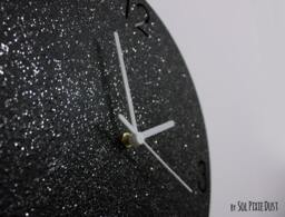 Shimmer/Black Granite Silver Glitter Concrete Wall Clock Modern Circle With Textured - Home Art Decor Gift Idea