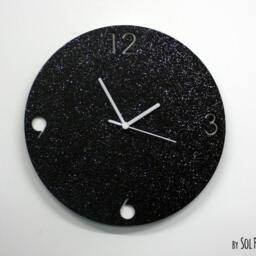 Shimmer/Black Granite Silver Glitter Concrete Wall Clock Modern Circle With Textured - Home Art Decor Gift Idea - thumbnail 3