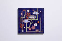 Sea Life Wall Art, Ceramics, Handpainted Decorative Tile, Kids Bathroom Ocean Nature Red Coral, Under The Decor - thumbnail 1