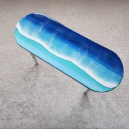 Handmade Wood Resin Coffee Tables Groovy Boho Accent Tables - Colorful & Funky - thumbnail 2