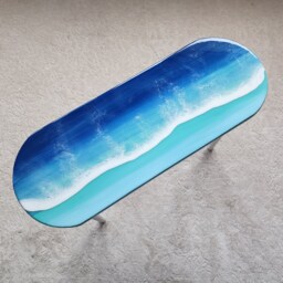 Handmade Wood Resin Coffee Tables Groovy Boho Accent Tables - Colorful & Funky - thumbnail 3