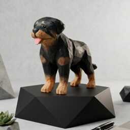 Hand-Carved Wooden Rottweiler Figurine - Realistic Hand-Painted Dog Sculpture - thumbnail 4
