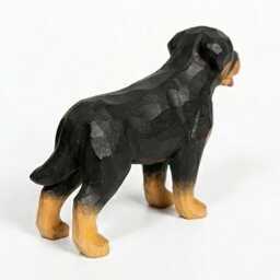 Hand-Carved Wooden Rottweiler Figurine - Realistic Hand-Painted Dog Sculpture - thumbnail 3