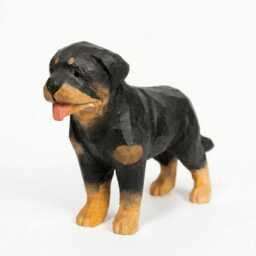 Hand-Carved Wooden Rottweiler Figurine - Realistic Hand-Painted Dog Sculpture - thumbnail 2