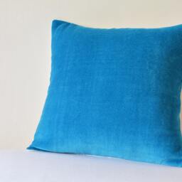 Turquoise Velvet Pillow Cover, Cotton Blend, Blue Decor - thumbnail 2