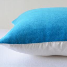 Turquoise Velvet Pillow Cover, Cotton Blend, Blue Decor - thumbnail 4