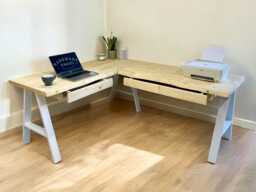 Live Edge Corner L Shaped Desk With Drawers On Solid Wood Or Steel Legs Office & Drawer Storage Custom Made