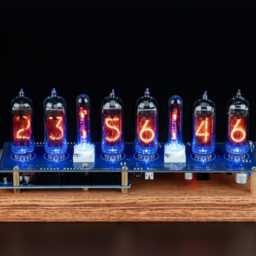 Beech Wood Stand For In-14 Shield Arduino Nixie Tubes Clocks Boyfriend, Husband, Vintage, Glowing Clock, Gift, Steampunk - thumbnail 4
