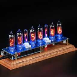 Beech Wood Stand For In-14 Shield Arduino Nixie Tubes Clocks Boyfriend, Husband, Vintage, Glowing Clock, Gift, Steampunk - thumbnail 3