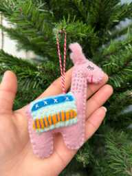 Needle Felt Llama Christmas Ornament Handmade Fair Trade Wool