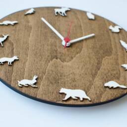 Woodland Animal Wall Clock, Rustic Kids Room Decor - thumbnail 3