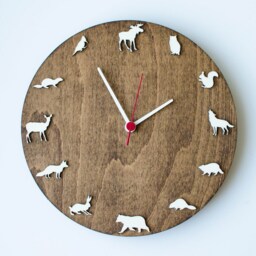 Woodland Animal Wall Clock, Rustic Kids Room Decor - thumbnail 2