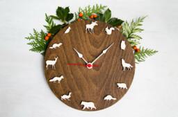 Woodland Animal Wall Clock, Rustic Kids Room Decor - thumbnail 1