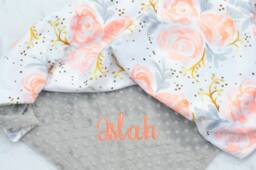 Floral Minky Personalized Baby Blanket -Personalized Blanket-Rose Blanket-Floral Bedding-Floral Nursery - thumbnail 1